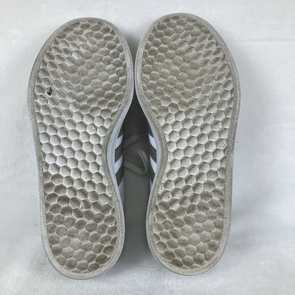 Adidas Sneakers Women’s Size 6 Grand Court White Metallic Silver Stripe Tennis
